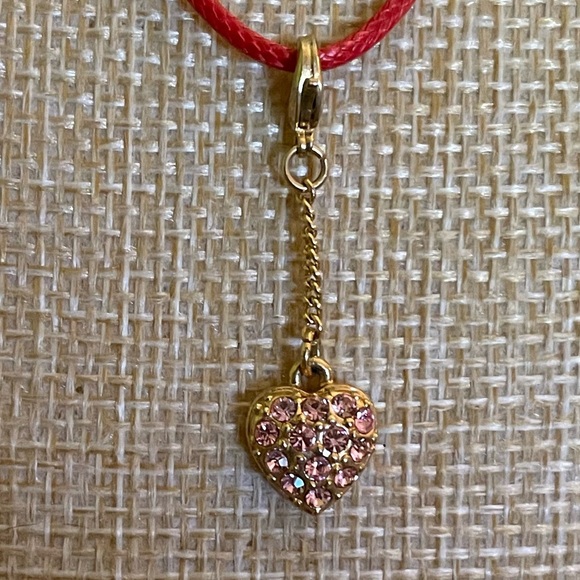 Elegant Red Cord Pink Crystal Heart Pendant Necklace - Picture 2 of 4